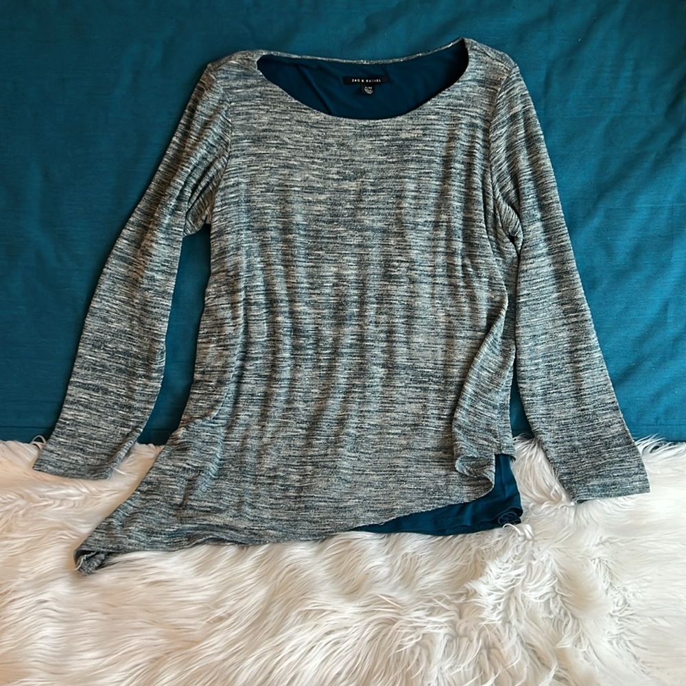 Long Sleeve Asymmetrical Knit Top ZAC & RACHEL Size XL